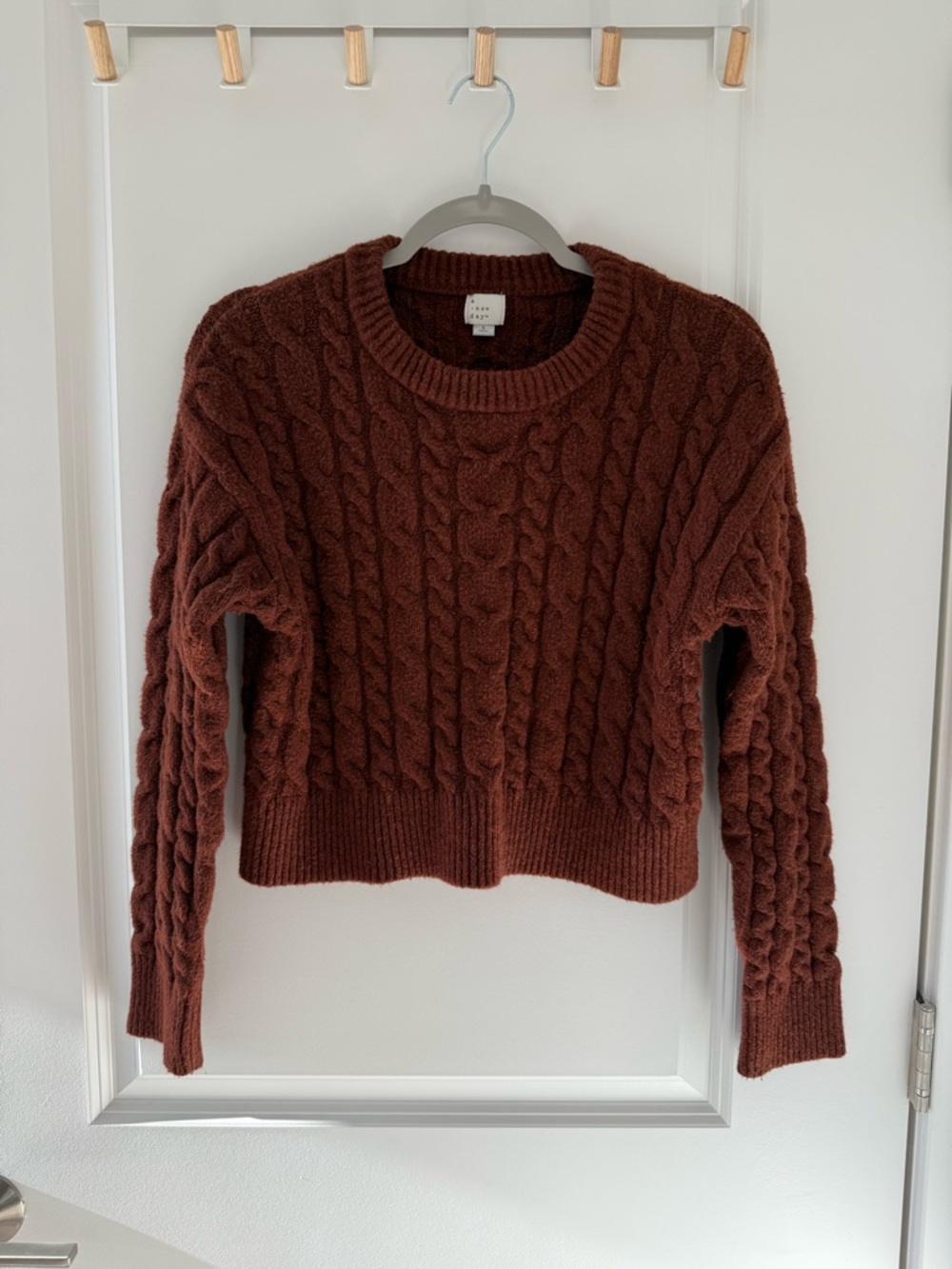 a new day Rust Brown Cable Crew Sweater